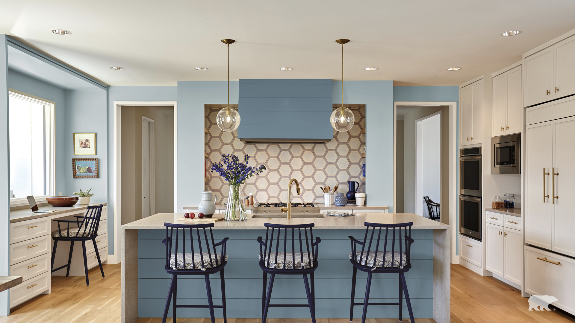 Modern Blue Kitchen Island