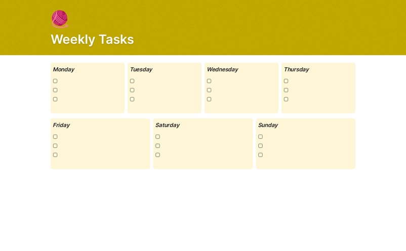 Weekly Tasks